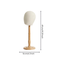 textileCovered Mannequin Head with Wooden Stand Freestanding Mannequin Head Stand Stable Sturdy for Stylists, Retail Counters