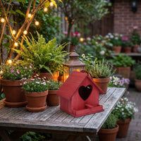 Bird Boxes for Gardens UK and Bird Houses for Garden, Red Wooden Birdhouse, Hanging Birdhouse with Perch for Nesting and Garden Decor