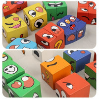 Hands-on Face-Changing Cube Game Interactive Expression Matching Blocks Screenscreenless Pattern Building Blocks with Cards Easy to Learn for Children, Preschoolers, Toddlers, Classroom
