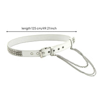 Belt with Chain Punk Studded Belt Edgy for Women, Teens, Concerts, Festivals,