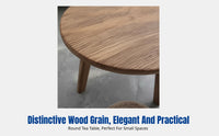 Elm Wood Round Tea Table, Coffee Table for Living Room, Minimalist tranquil design, Small Space Side Table