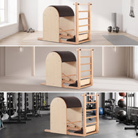 Padded Pilates Ladder Barrel Stable Pilates Barrel with Ladder Ergonomic Wooden Spine Corrector Compact for Fitness Enthusiasts, Home Gym