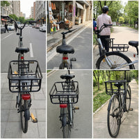 Metal Cycle Cargo Basket Heavy-Duty Front Carrier Basket Black Sturdy for Delivery Riders