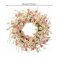 Pink and White-Petaled Flower Wreath Realistic Artificial Blossom Wreath Decorative Home Decor for Front Door