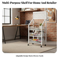 Movable Multi-Tier Rolling Cart Space Saving Storage Rack with Wheels Large Capacity Mobile Shelving Unit Heavy Duty for Shop Owners, Homemakers, Supermarket, Convenience Shop, Living Room, Bedroom