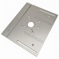 Machined Finish Metal Router Insert Plate Ruler Measurement Markings Router Table Insert Panel Mounting Holes Woodworking Tool Accessory Central Opening