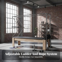 Luxury Reformer Combo Oak Wood Frame Pilates Reformer Bed Studio Grade Wooden Pilates Machine for Women, Adults, Home Gym