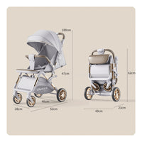 Adjustable Backrest Lightweight Travel Stroller Single-Foot Brake Foldable Baby Stroller Stable Structure Reclining Infant Stroller Aviation Aluminum Alloy Frame for Outdoor