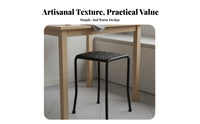 Thickened Frame Woven Seat Stackable Stool Space-Saving Small Bench Multi-Purpose Household Furniture Sturdy and Long-Lasting for Families, Homeowners, Dining Room, Kitchen, Balcony, Bedroom