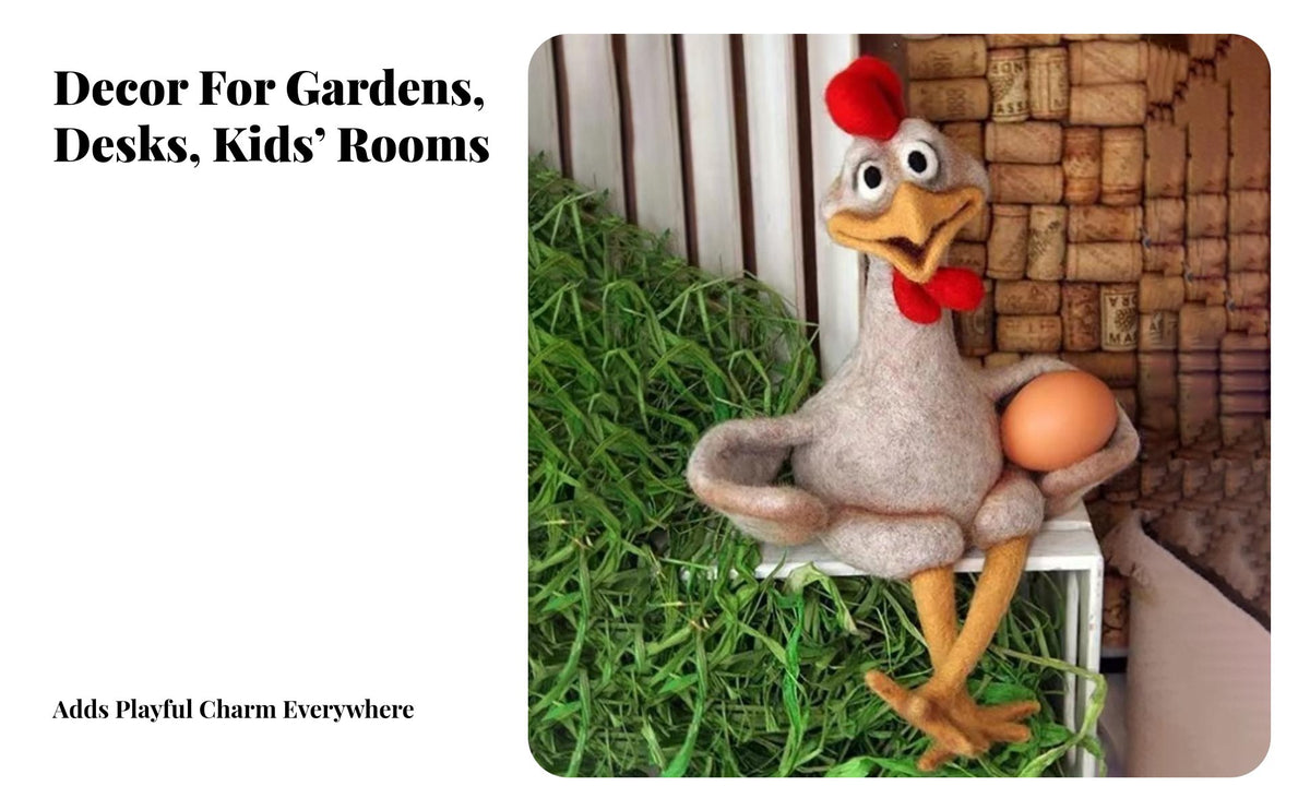 Resin Chicken Figurine Comical Chicken Statue Vintage Design Goofy for Collectors, Patio, Desktop, Kitchen