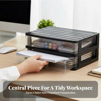 Transparent Drawers 3-Drawer Storage Box Large Capacity Stackable letter-size document organizer sturdy construction Desktop Organizer Easy to Clean for Professionals, Home Organizers, residents, Workstation, Study Room, Countertop