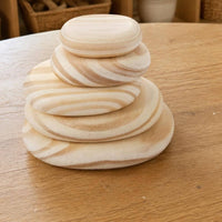 10 Pieces Natural Wood Grain Wooden Stacking Stones Polished Wooden Pebble Stacker Rounded Pebble-Shaped Blocks Stackable