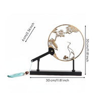 Crane Decor Creative Design Fan Crane Ornament Gift Idea for Entryway, Living Room, Model Home