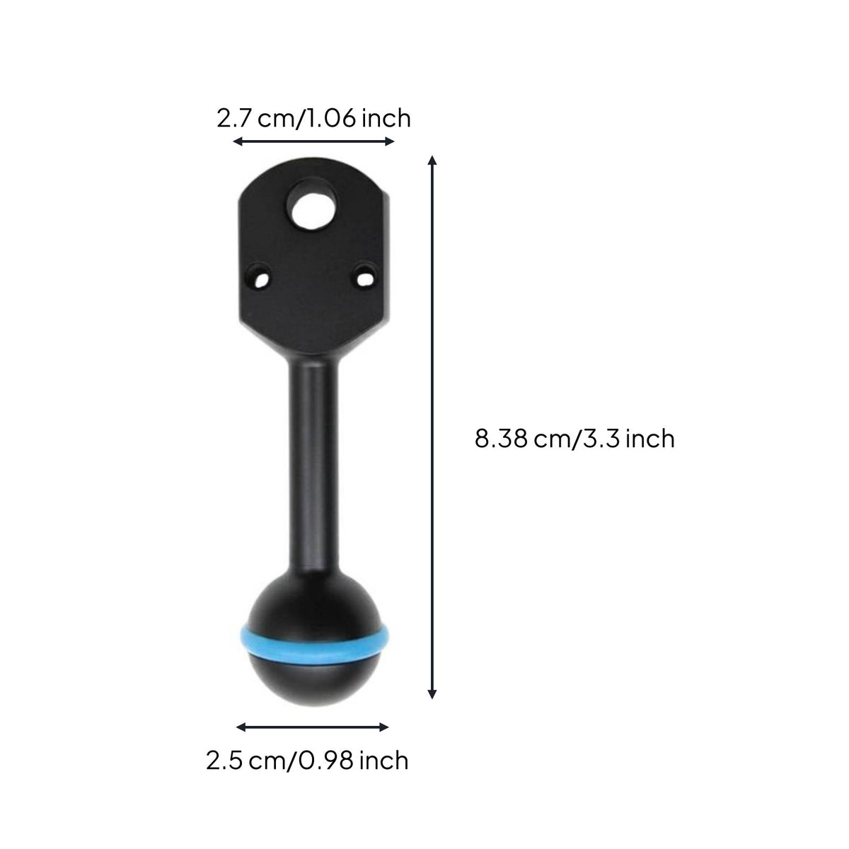 Long-Lasting Aluminum Alloy Ball Head to YS Adapter Corrosion-Resistant Dive Light Arm Joint 360-Degree Rotation for Divers
