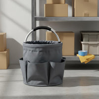 Textile Tool Tote Multiple Pockets Foldable Tool Carrier Large Capacity Foldable Supply Tote for Electricians, Gardeners, Job Site, Car Trunk