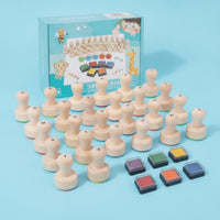 Wooden Alphabet Stamp Set Early Learning Wooden Letter Stamps Bright Alphabet Stamps for Young Learners, Homeschool