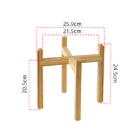 Cross-Brace Bowl Stand Bamboo Finish Wooden Pet Bowl Stand Open Design Raised Pet Feeder Holder