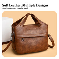 Large Capacity Soft Leather Crossbody Bag Roomy Multi-Pocket Crossbody Purse Adjustable Shoulder Strap for Travel, Work, Shopping