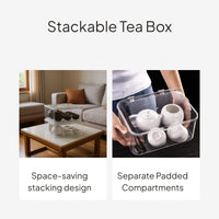 Tea Set Organizer Box, Transparent Stackable Storage