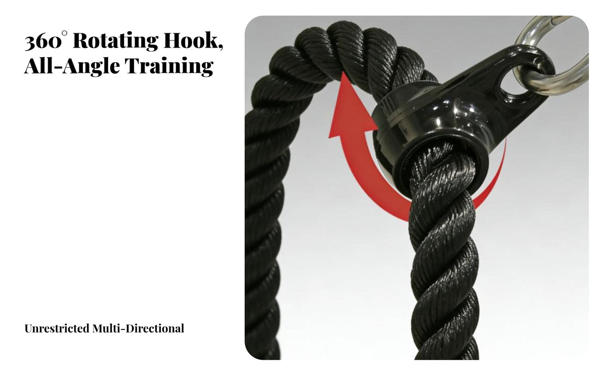 Heavy Duty Tricep Rope Non-Slip Grip Triceps Pulldown Rope 360° Swivel for Bodybuilders