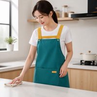 Oilproof Bib Apron for Women, Adjustable Polyester Apron with Large Front Pocket, Waterproof Aprons for Gardening Hairdressing, 80cm