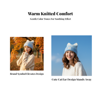 Cat Ear Knit Winter Hat, Warm, Women, Foldable, Travel
