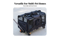 Telescopic Handle Pet Trolley Bag Large Capacity Rolling Pet Carrier Removable Divider Pet Transport Breathable Mesh Openings for Vet Visits, Outdoor