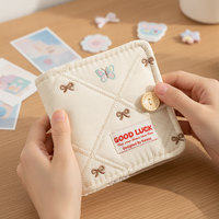 Embroidered Butterfly 3-inch Photo Card Album for Instax Mini and Kpop Photocards, High Transparency Pages