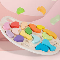 Matching Board with Color Labels Early Learning Shape Matching Puzzle Easy to Grasp Shape Sorter for Young Children, Kindergarteners, Playroom