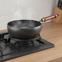 Hand Hammered Iron Wok Easy to Clean Hand Hammered Wok Deep Stir Fry Pan Included Cookware Anti-Scald Handle
