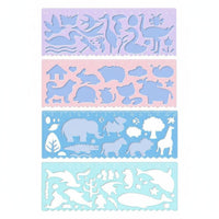 4 Pieces Creature Drawing Stencil Set Lightweight and Portable Plastic Creature Template Ruler Even Edges for Preschoolers, Crafting
