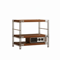 X-Brace Support Freestanding Multi-Layer Shelf Adjustable Shelves Wood and Metal Display Rack Heavy Duty Modular Storage Organizer Rust-Resistant for Living Room, Kitchen, Balcony, Study