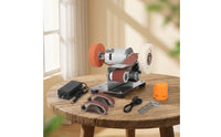 Mini Belt Sander with Grinding Wheel Multi-Functional Benchtop Sander Electric Blade Edge Restorer Bench-Top Power Tool Compact