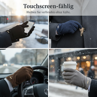 Men's Winter Thermal Cashmere Lined Knit Wool Gloves with Touchscreen Function