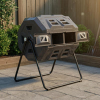 160 L twoChamber Compost Tumbler Ventilated Dual Chamber Compost Tumbler Temperature Gauge Tumbling Composter