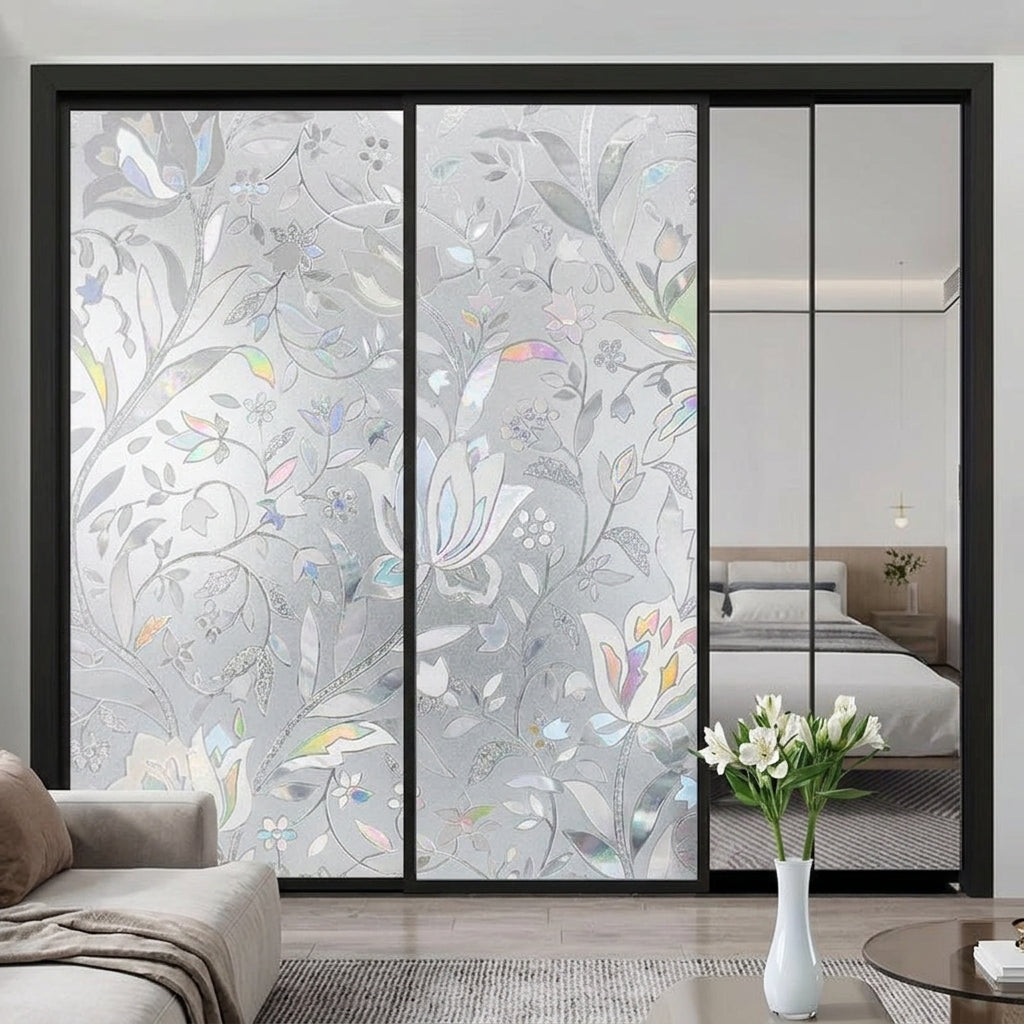 Window Film Privacy for Home Office and Bathroom, Frosted Glass Film with Squeegee and Spray Bottle, Thickened PVC Material, Easy to Apply