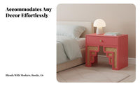 Rattan Drawer Nightstand Vintage Design Rattan Drawer Bedside Table sturdy Wood Legs Cheerful hues for Adults, Students, Office