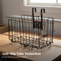 Folding Bike Basket Foldable Design Front Handlebar Basket Heavy Duty for Commuters, Pet Owners, Grocery Shopping