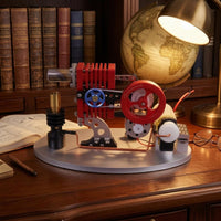 Stirlings Engine Motor Education Model ToyBrass Burner LED Thermal Engine Teaching Aid Physics Experiment Kit for Students, Classroom
