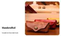 Collectible Walnut Case Portable Mini Leather Pouch Wear-Resistant Snap Button Storage Bag for Collectors, Hobbyists, Daily Use, Outings