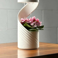 Sculptural Vase with Drainage Tray Contemporary Desktop Vase Compact Planter Modern for Plant Lovers, Minimalists, Tabletop, Desk, Office, Shelf