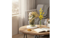 Bear Figurine with Vase Decorative Tabletop Figurine Table Centerpiece Charming Sculpture Modern for Living Room, Entryway