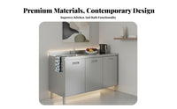 Waterproof and Rustproof Stainless Steel Kitchen Cabinet Rust-Resistant Kitchen Cabinet with Countertop Easy to Clean Tall Storage Cupboard with Doors Thickened Material for Landlords, Homeowners, Home Cooks, Rental Property, Apartment, Utility Room