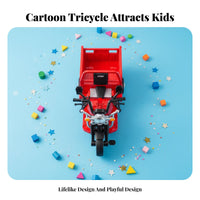 Plays Music Light and Sound Motorcycle Toy Realistic Design Friction Powered Tricycle Movable Cargo Bed for Children, Toddlers