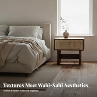 Wabi-Sabi Design Woven-Front Cabinet Retro Aesthetic Wicker Basket Drawer Unit Boho Aesthetic Bedside Table Easy to Care for Guesthouse Operators, Homeowners, Bedroom, Living Room, Hallway, Nursery