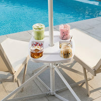 Plastic Umbrella Table Tray with Snack Compartments Lightweight Umbrella Table Tray with Cup Holders Weather Resistant Space-Saving for Poolside