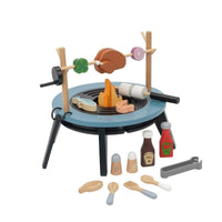 Wooden Play Grill Freestanding Toy Barbecue Grill indoor/outdoor Pretend Barbecue for Kids, Toddlers, Playroom