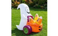 Outdoor Inflatable Ghost with Pumpkin Cart Inflatable Ghost with Cart Weather-Resistant Yard Decoration Waterproof for Lawn