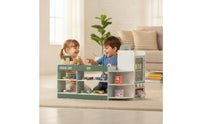 Supermarket Playset with Register Wooden Pretend Supermarket Interactive Toy Checkout Counter for Playroom, Classroom