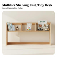 Nordic Design Wooden Desktop Bookshelf Minimalist Design Tabletop Bookcase Space-Saving Household Storage Multifunctional for Students, Home Office Workers, Professionals, Desk, Study Room, Countertop, Bedroom